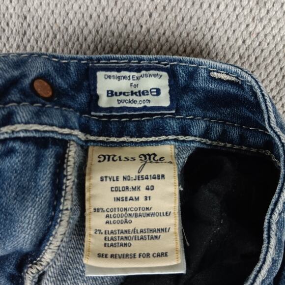 Miss Me Western Jeans Womens 29 30X31 Blue Fade Boot Flare Bling Embroidered - Picture 8 of 16